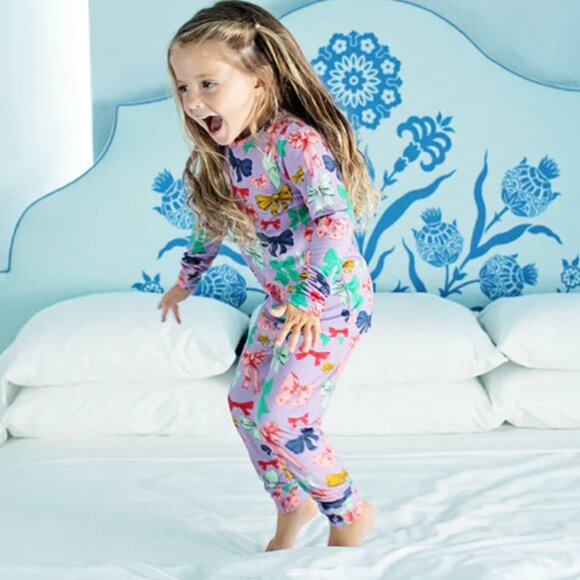 GIRLS Bamboo PJ Set - Bow Party - Picture 2 of 2